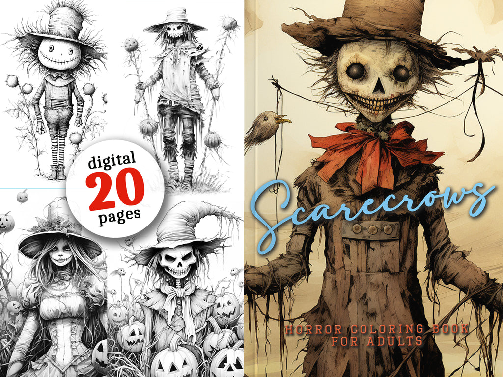 Scarecrows halloween coloring book digital â monsoon publishing usa