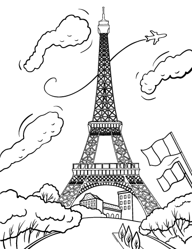 Free eiffel tower coloring page