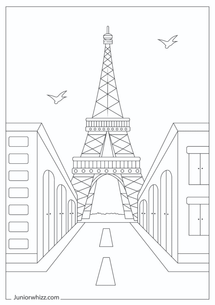 Eiffel tower coloring pages for kids printable pdfs