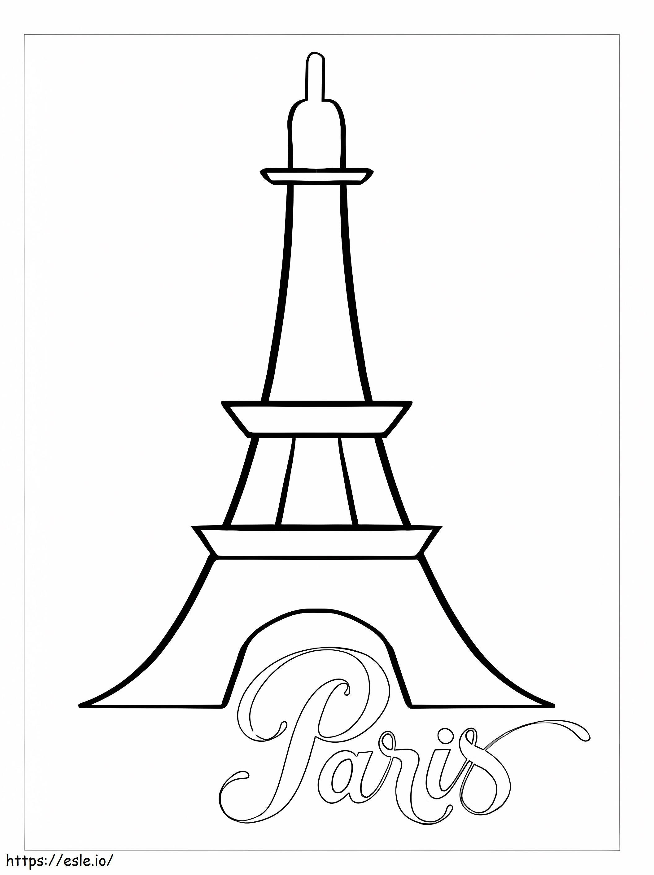 Easy eiffel tower in paris coloring page