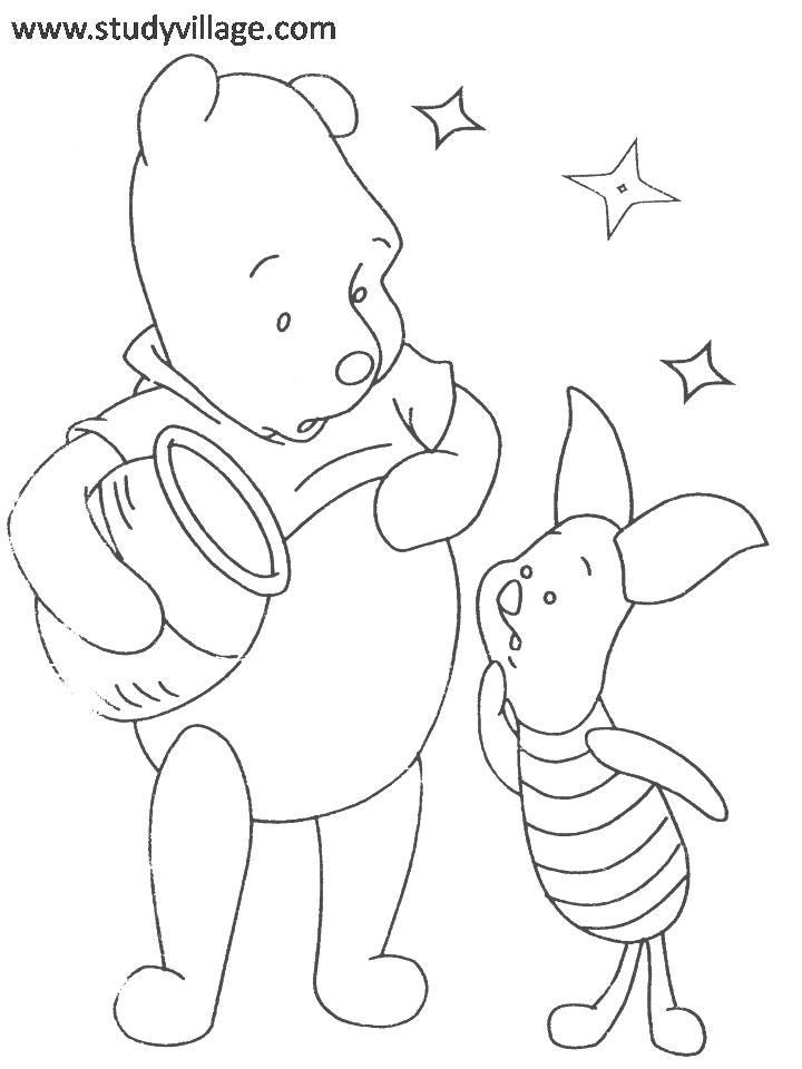 Winnie the pooh and piglet coloring worksheet for kids