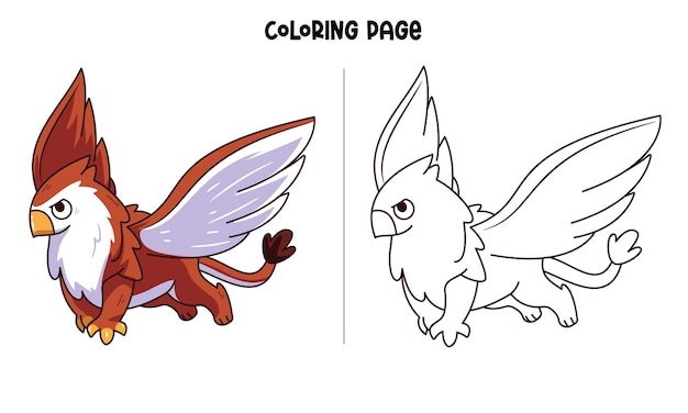 Premium vector cute griffin printable coloring page and coloring book