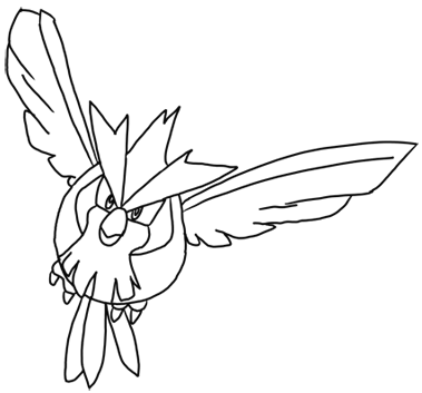 Finished pen drawing of pidgey