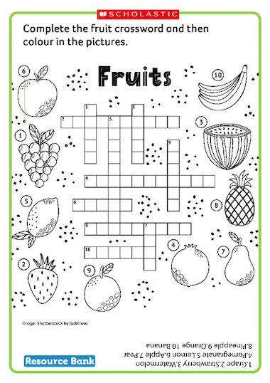 Fruit crossword â free early years teaching resource