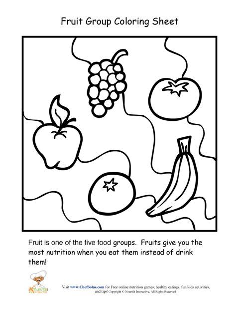 Fruit food group coloring sheet coloring pages five food groups coloring sheets