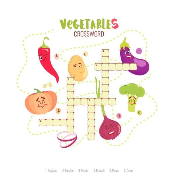 Word puzzle game template with fruits stock illustrations royalty