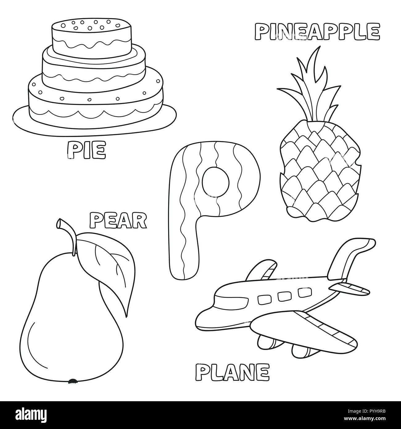 Letter pear cartoon illustration cut out stock images pictures