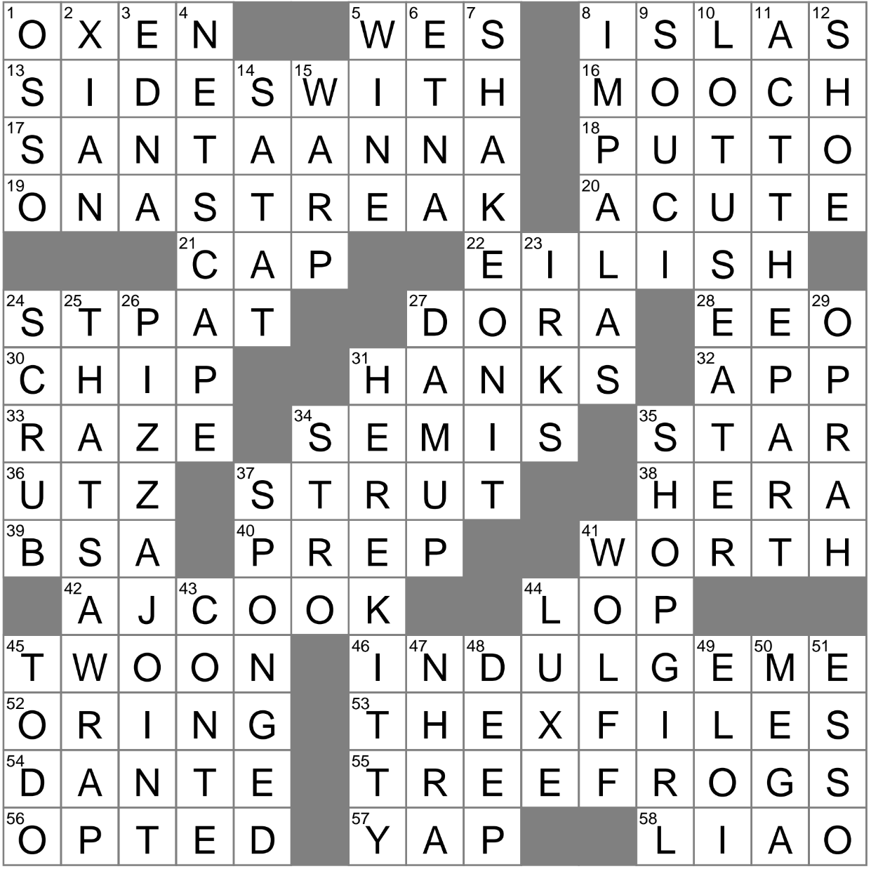 Pie seller casually crossword clue archives