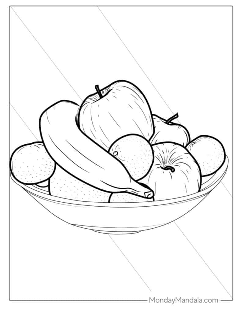 Fruit coloring pages free pdf printables