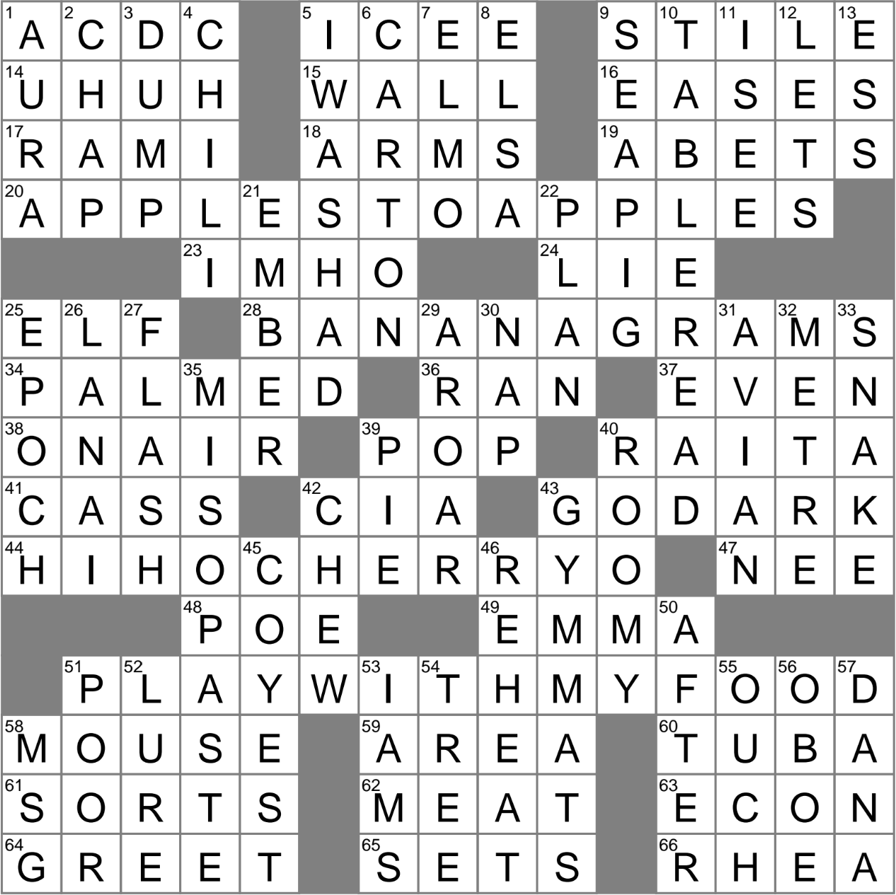 La times crossword nov monday