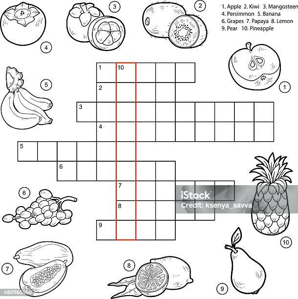 Vector crossword game for children about fruits stock illustration