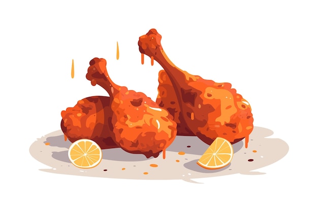 Conjunto de ilustraciãn de piezas de pierna de pollo caliente y crujiente conjunto de ilustraciãn de piezas de pollo frito vector premium