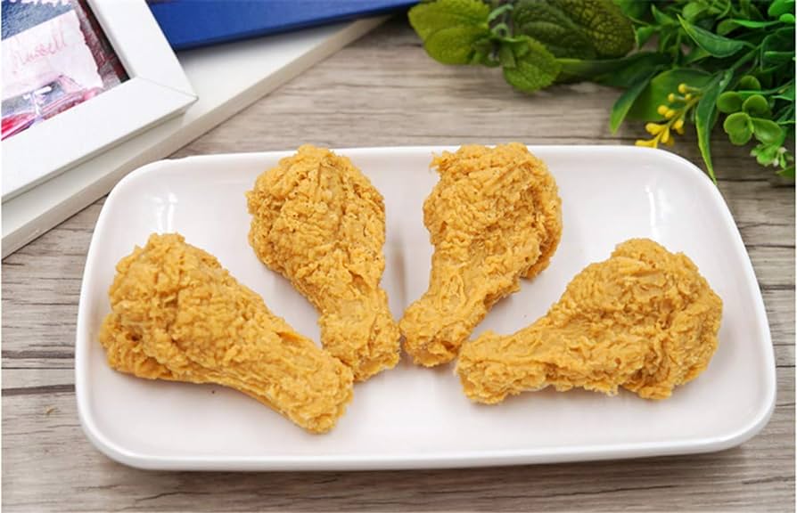 Zzooi pata de pollo francãs de imitaciãn artificial aspecto realista modelo de exhibiciãn de pierna de pollo frito falso unidades hogar y cocina
