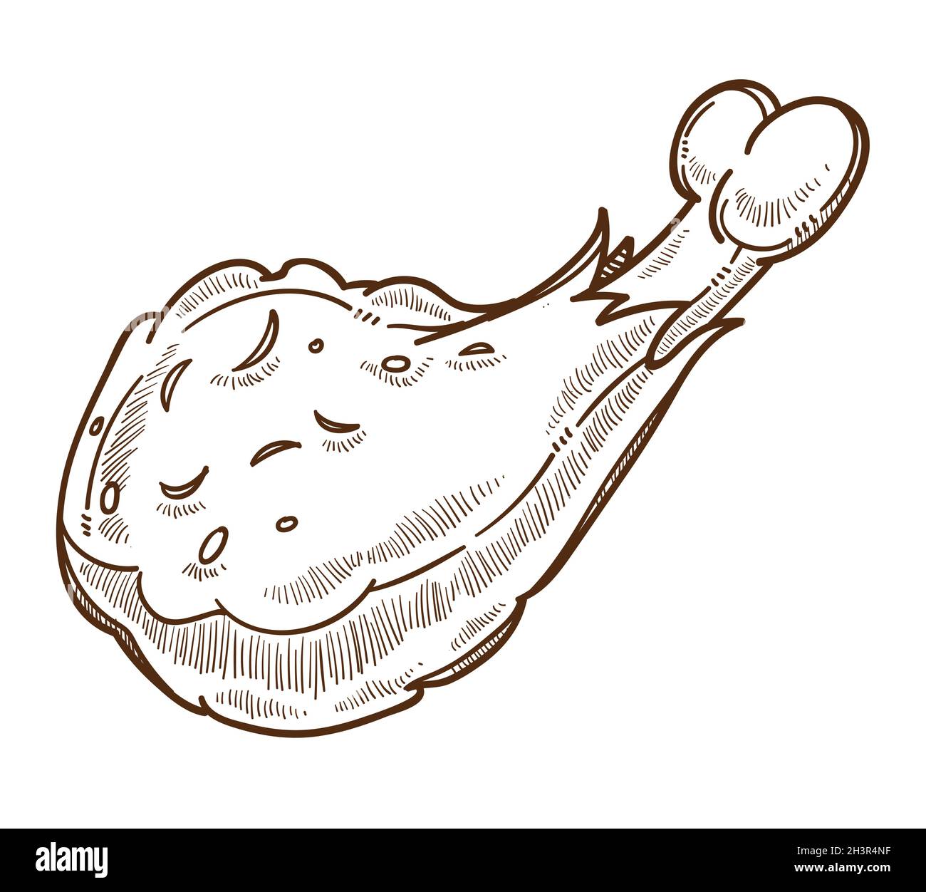 Muslo de pollo dibujo imãgen vectorial de stock