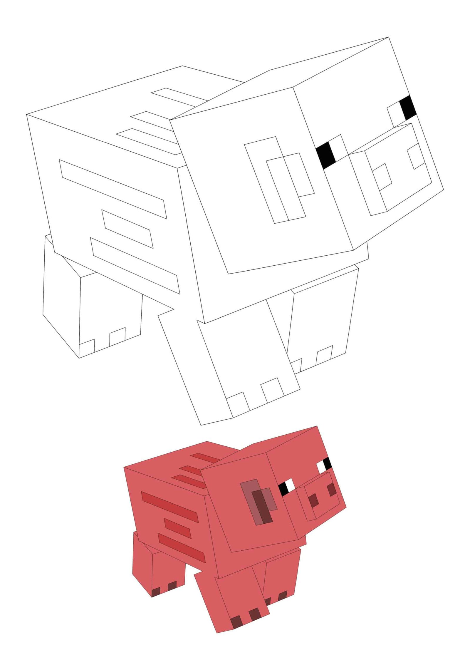 Minecraft pig coloring pages