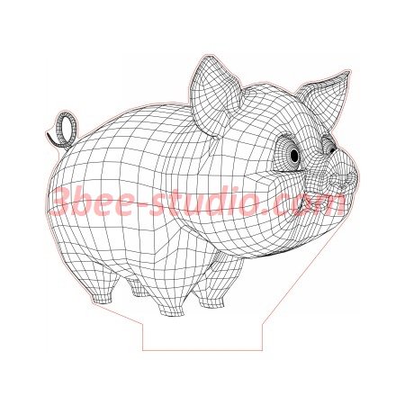 Happy pig d illusion lamp plan vector file