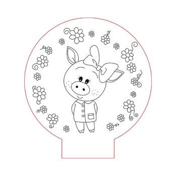 Dreaming little pig d illusion lamp plan vector file op
