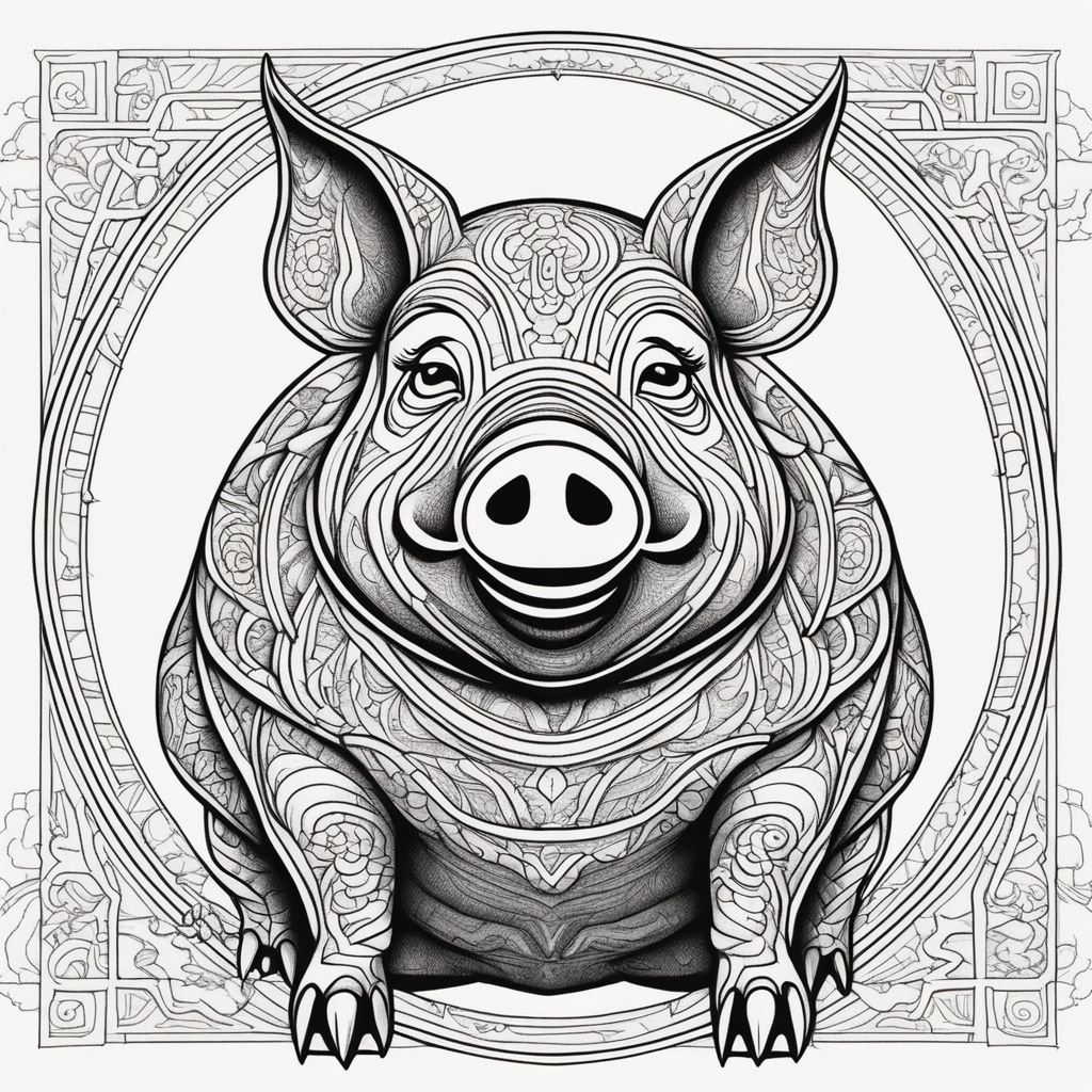 A fat toad in black ink etching style