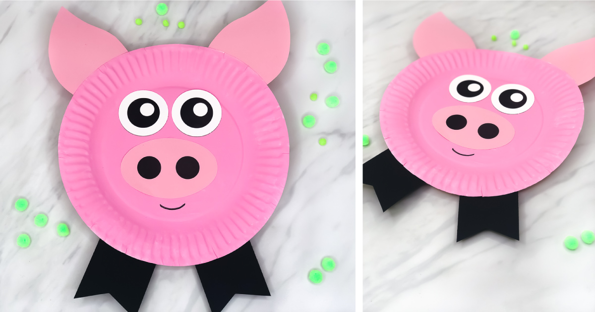 Paper plate pig craft for kids