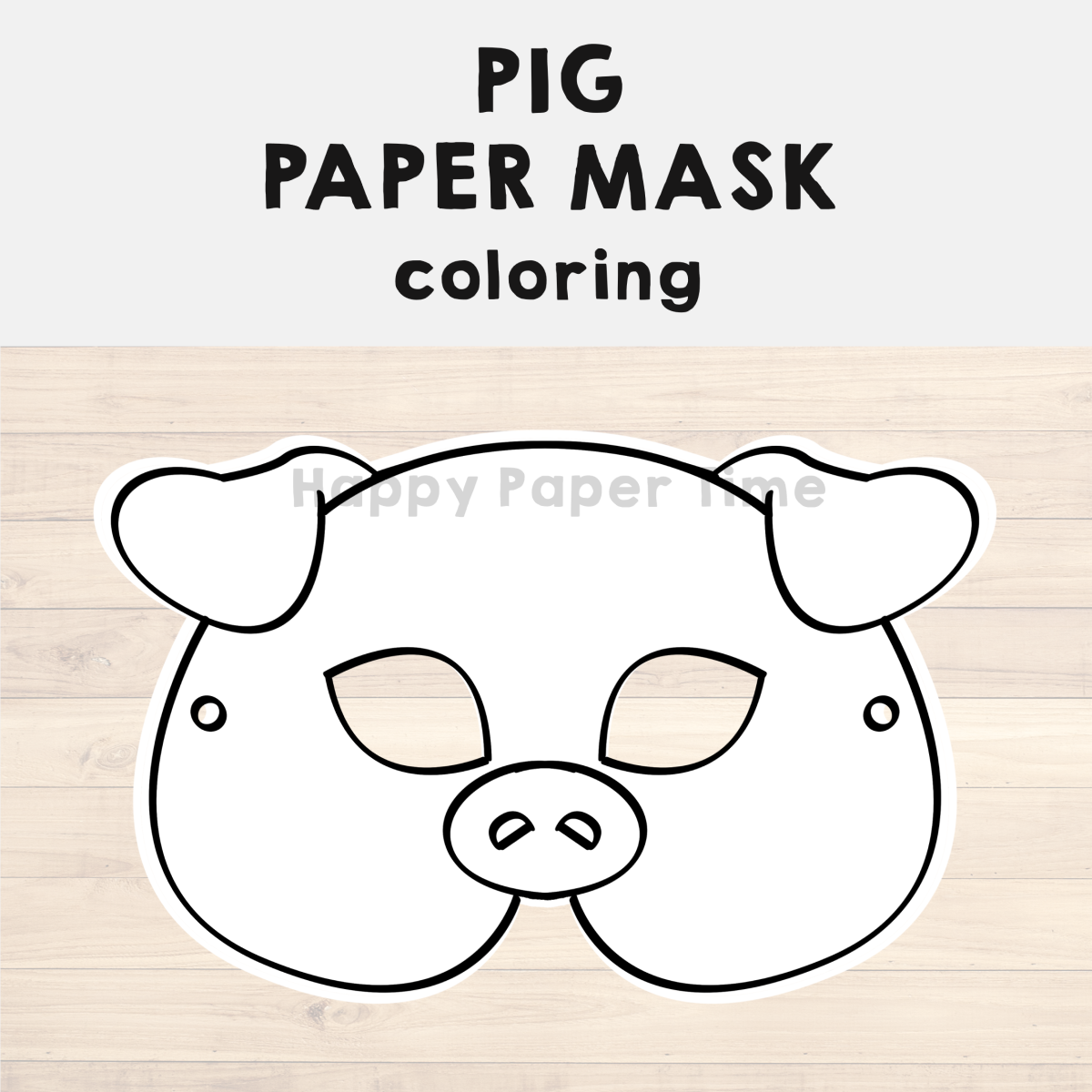 Pig paper mask printable farm animal coloring craft activity costume made by teachers