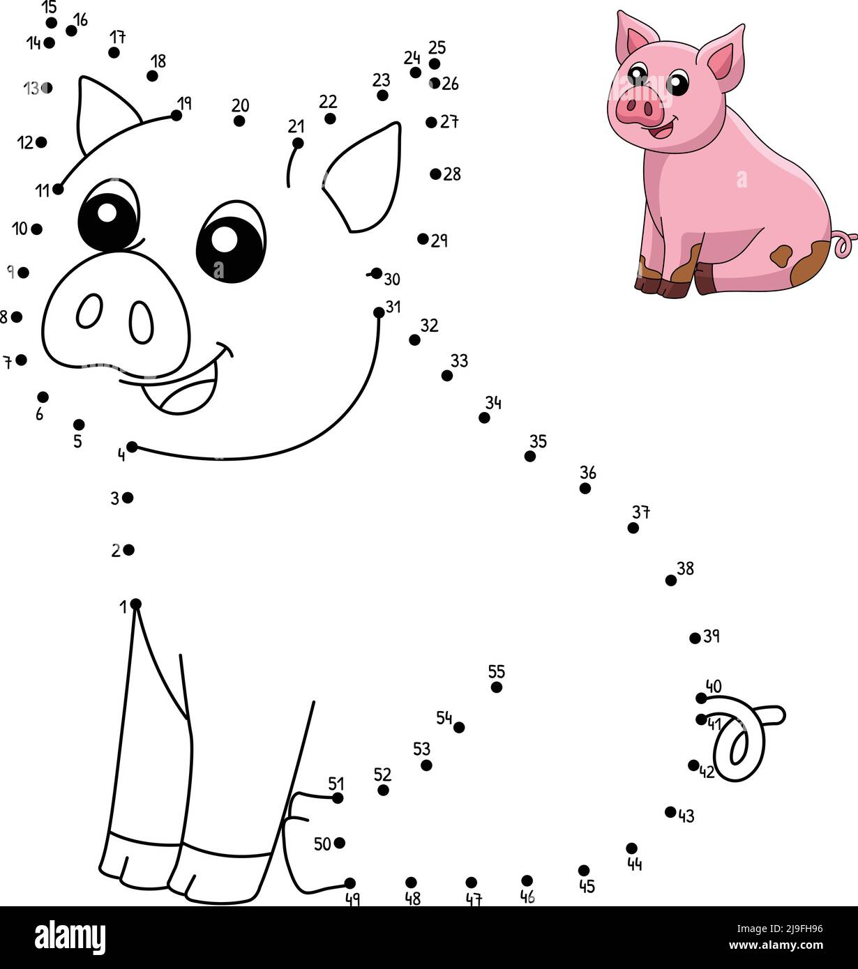 Pig coloring page cut out stock images pictures