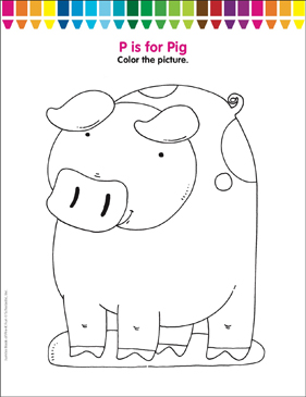 P is for pig coloring page printable coloring pages
