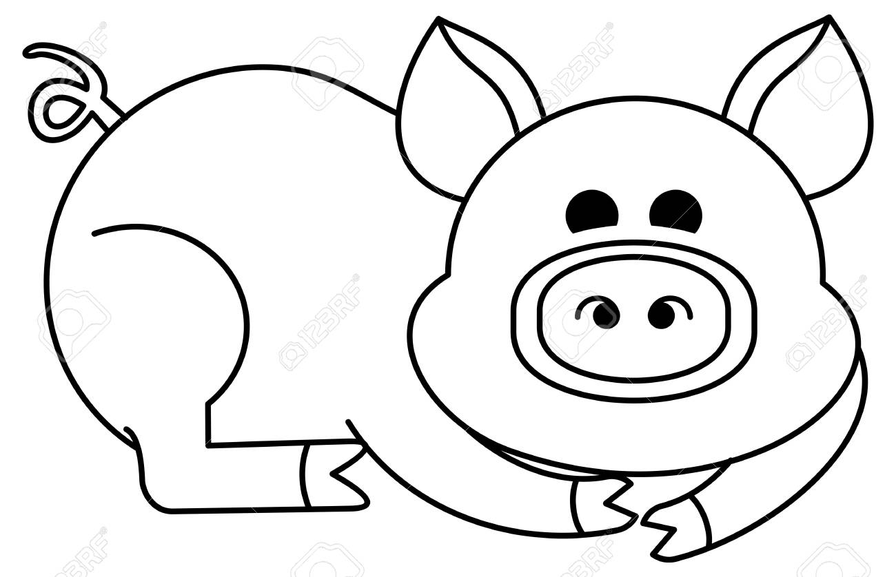 Funny cartoon pig figure educational activity for children printable coloring page for kids royalty free svg cliparts vectors and stock illustration image