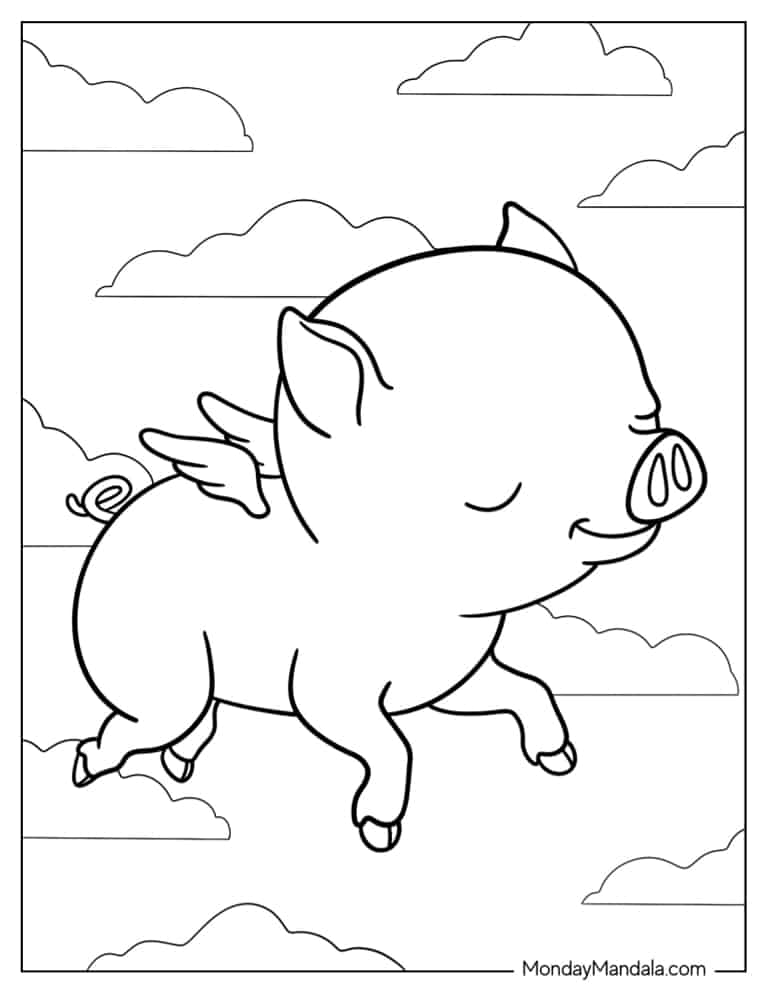 Pig coloring pages free pdf printables
