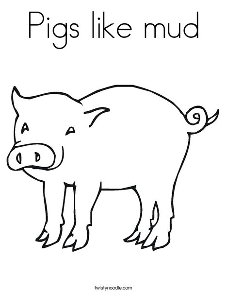 Pigs like mud coloring page