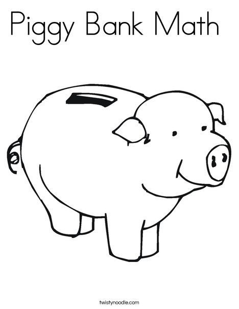 Piggy bank math coloring page