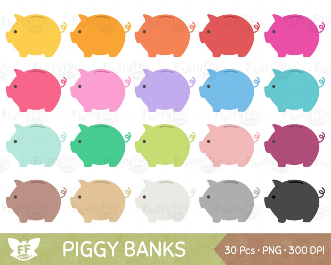 Piggy bank clipart piggybank clip art money saving coin cash bill save banks cute rainbow graphic png download mercial use download now