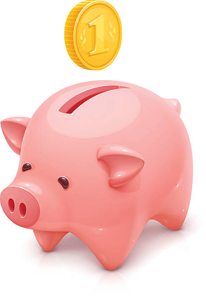 Yellow piggy bank cartoon stock illustrations royalty