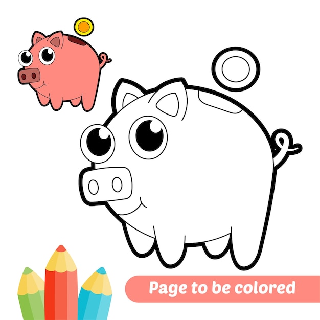 Premium vector coloring book for kids piggy bank vector