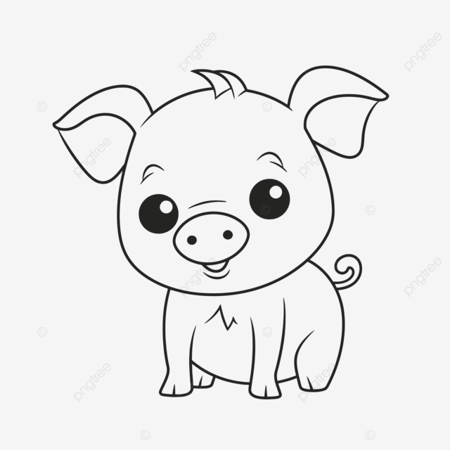 Picture of a cute baby piggy in black coloring free vector outline sketch drawing pig drawing baby drawing wing drawing png and vector with transparent background for free download