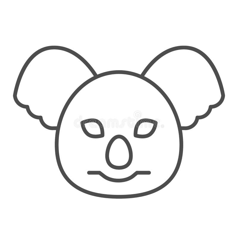 Coala head line icon cute australian animal face simple silhouette stock vector
