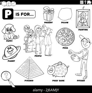 Cartoon illustration of piggy bank for coloring book stock vector image art