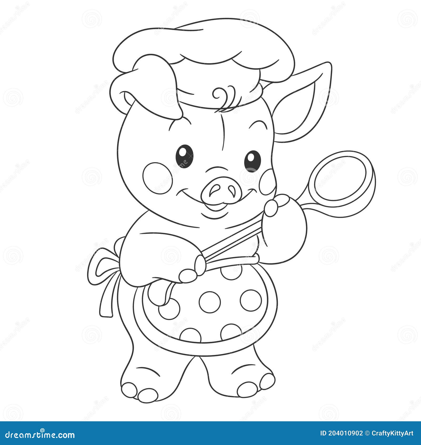 Coloring page with cute baby pig stock vector