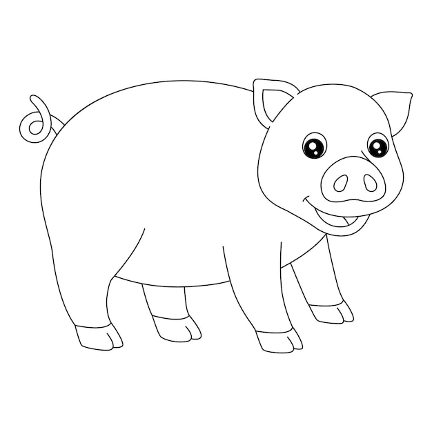 Premium vector pig coloring page isolated for kids