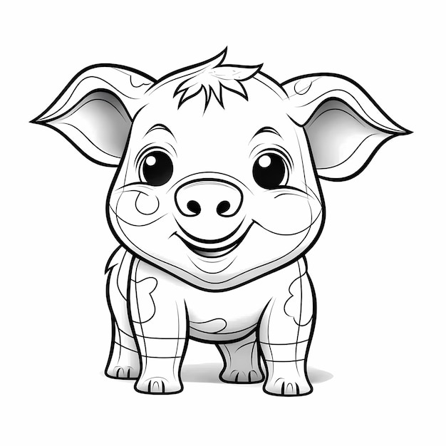 Premium ai image playful piglet easy cartoon coloring page for kids