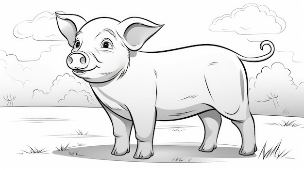 Premium ai image simple coloring pages for children pig