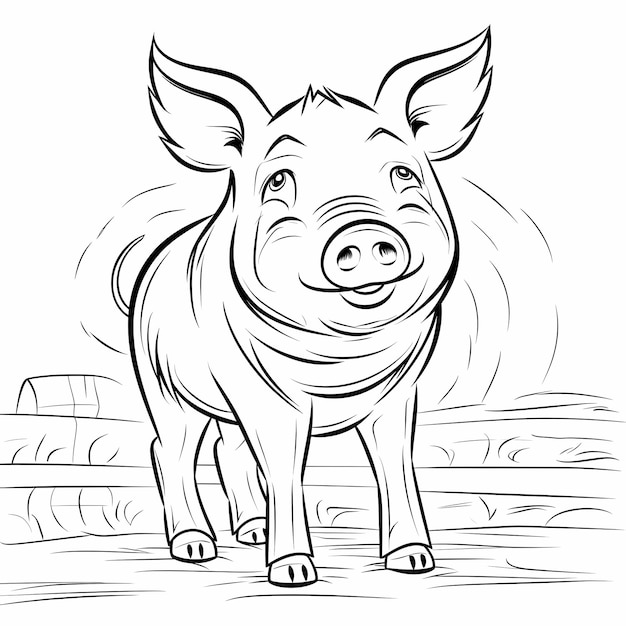 Premium ai image playful piglet easy cartoon coloring page for kids