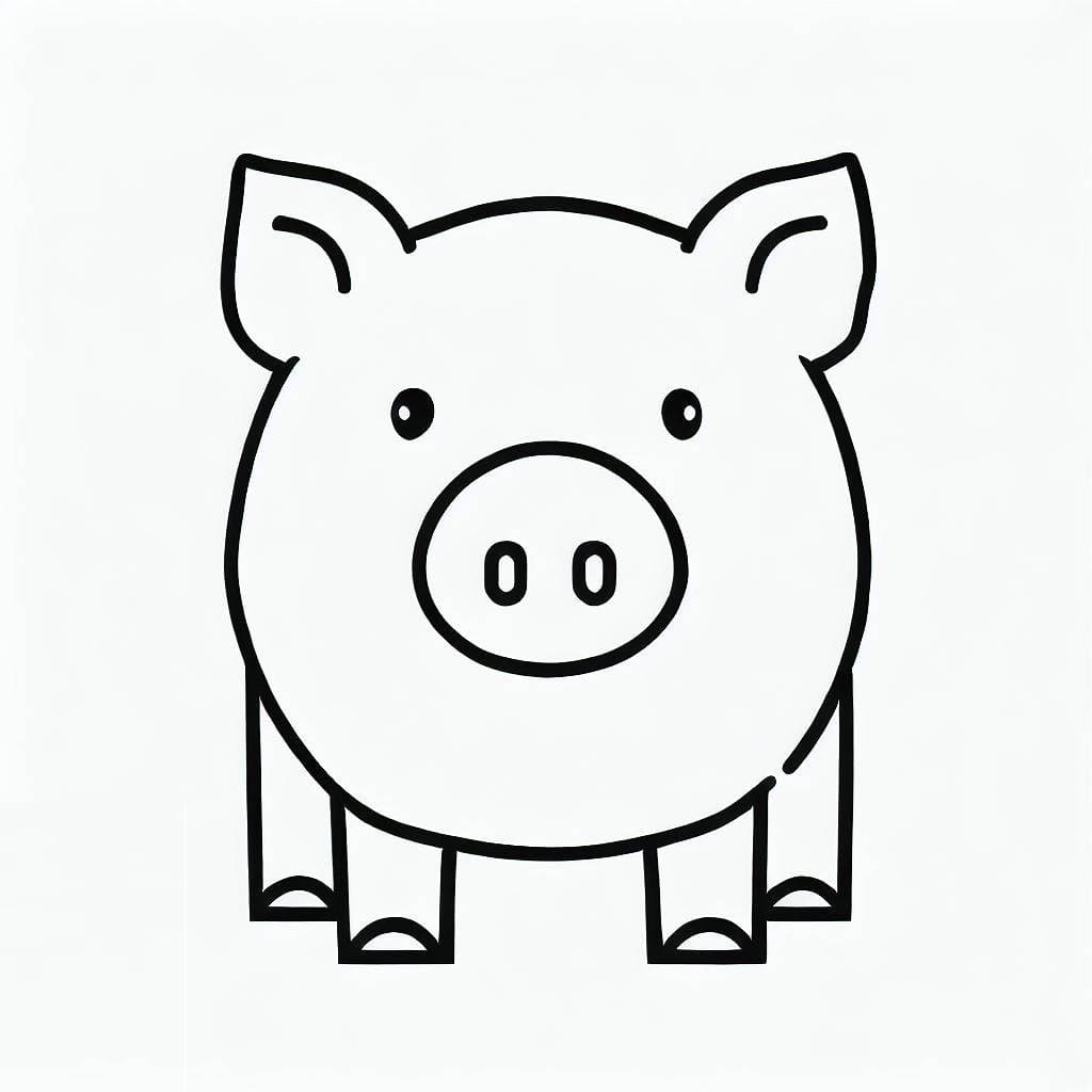 Very easy pig coloring page