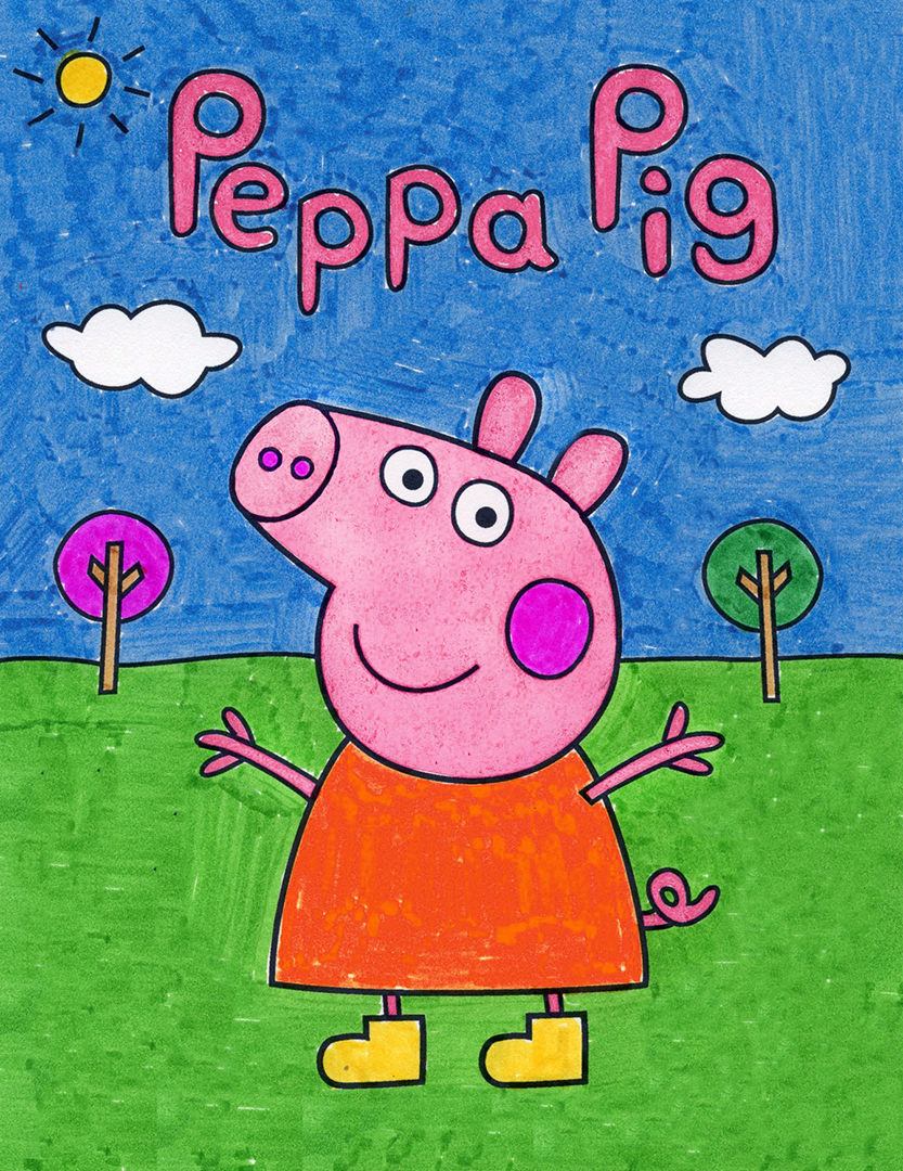 Easy how to draw peppa pig tutorial peppa pig coloring page