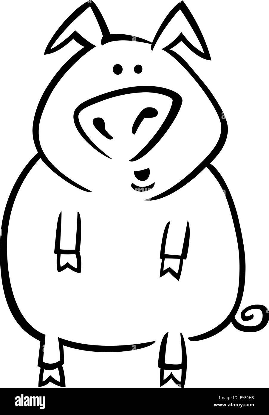 Cartoon pig for coloring page stock photo