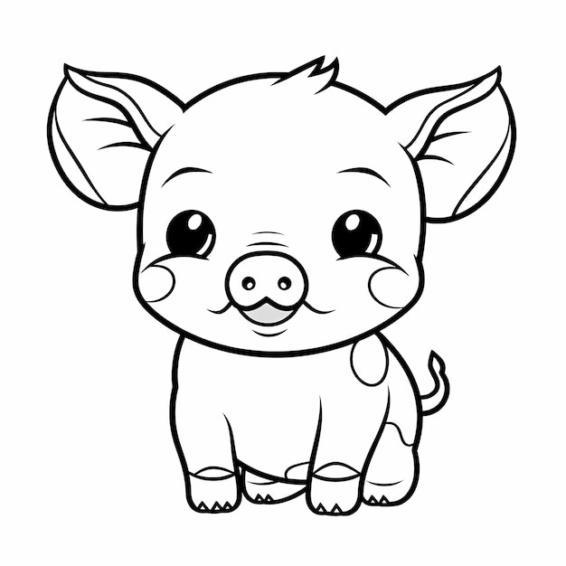 Premium ai image painting piglet simple cartoon coloring page for kids