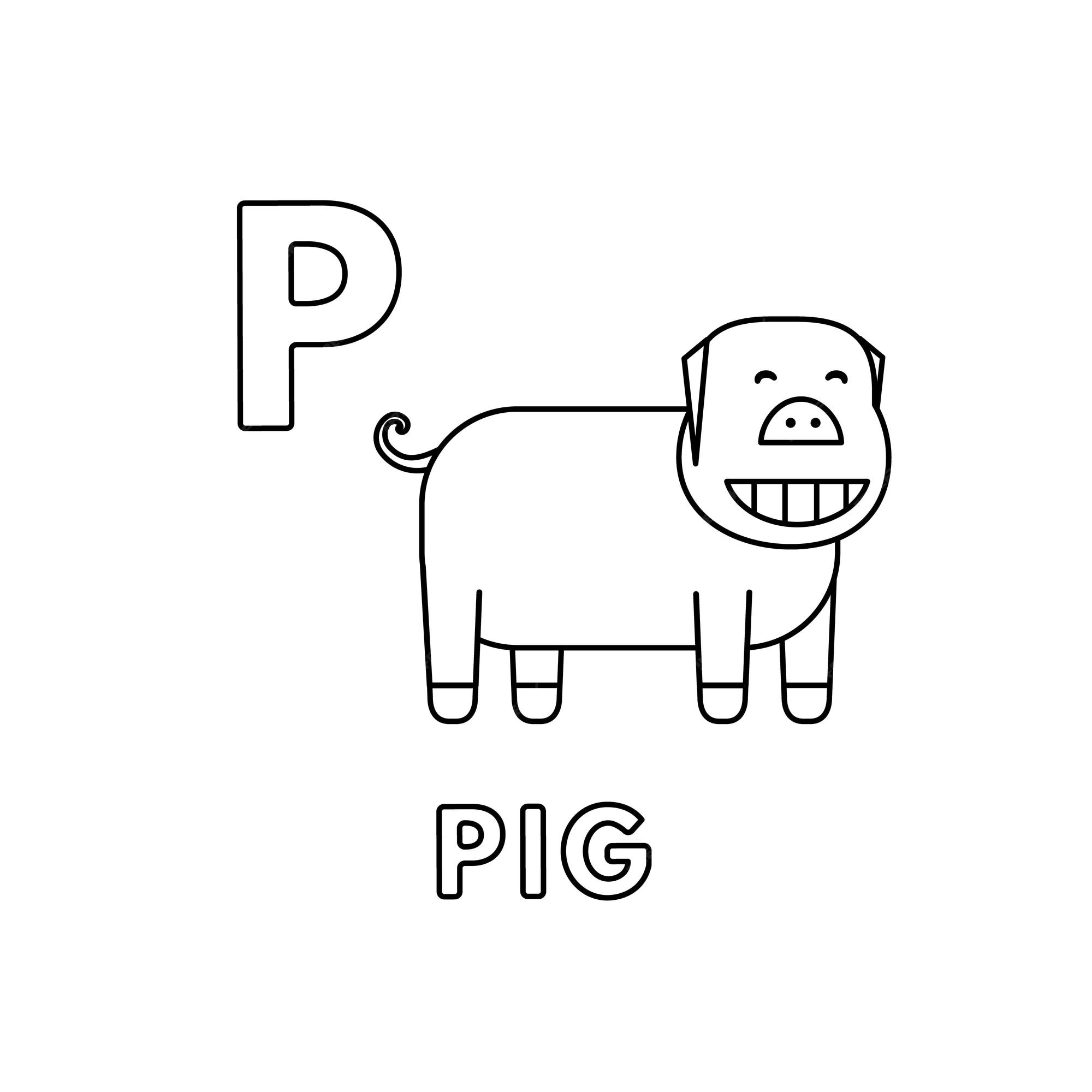 Premium vector vector cute cartoon animals alphabet pig coloring pages