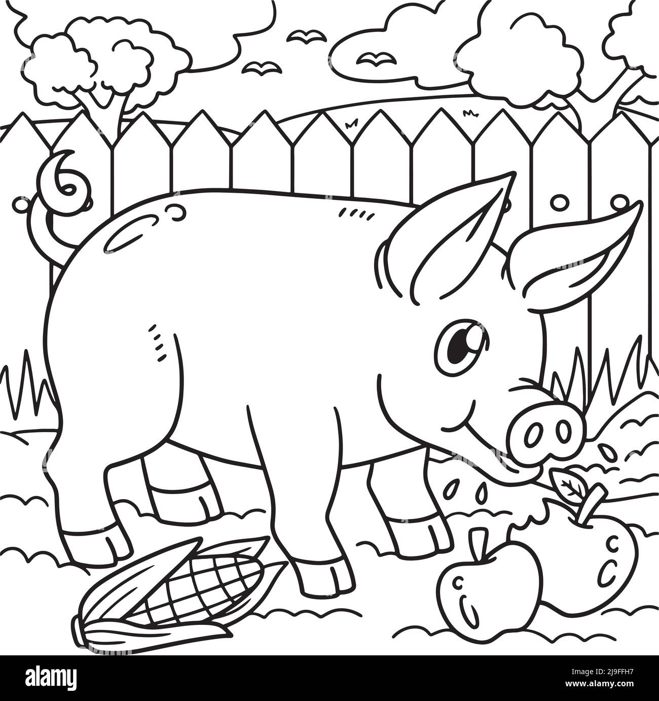 Pig coloring black and white stock photos images