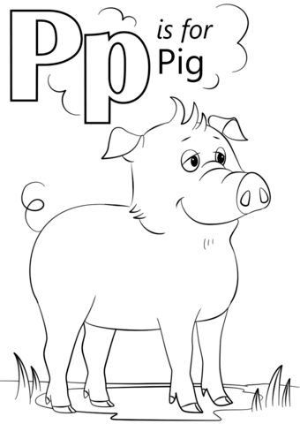 Letter p is for pig coloring page free printable coloring pages