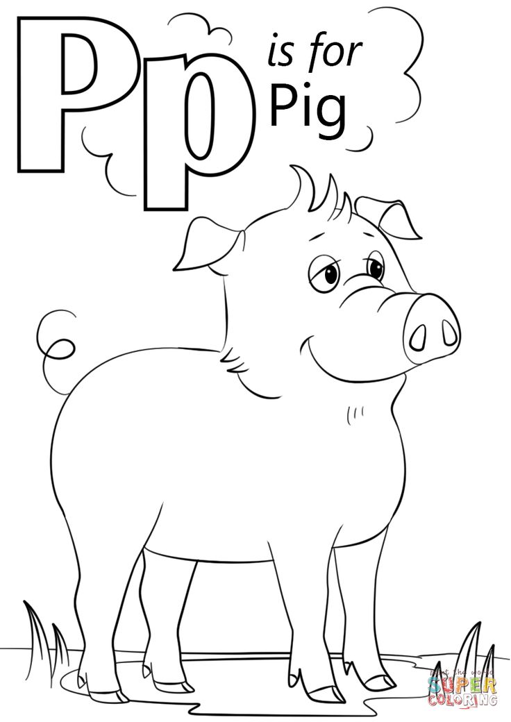 Letter p is for pig coloring page free printable coloring pages kindergarten coloring pages preschool coloring pages kindergarten colors