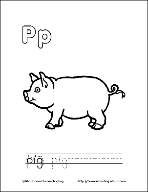 Printable letter p coloring book pages